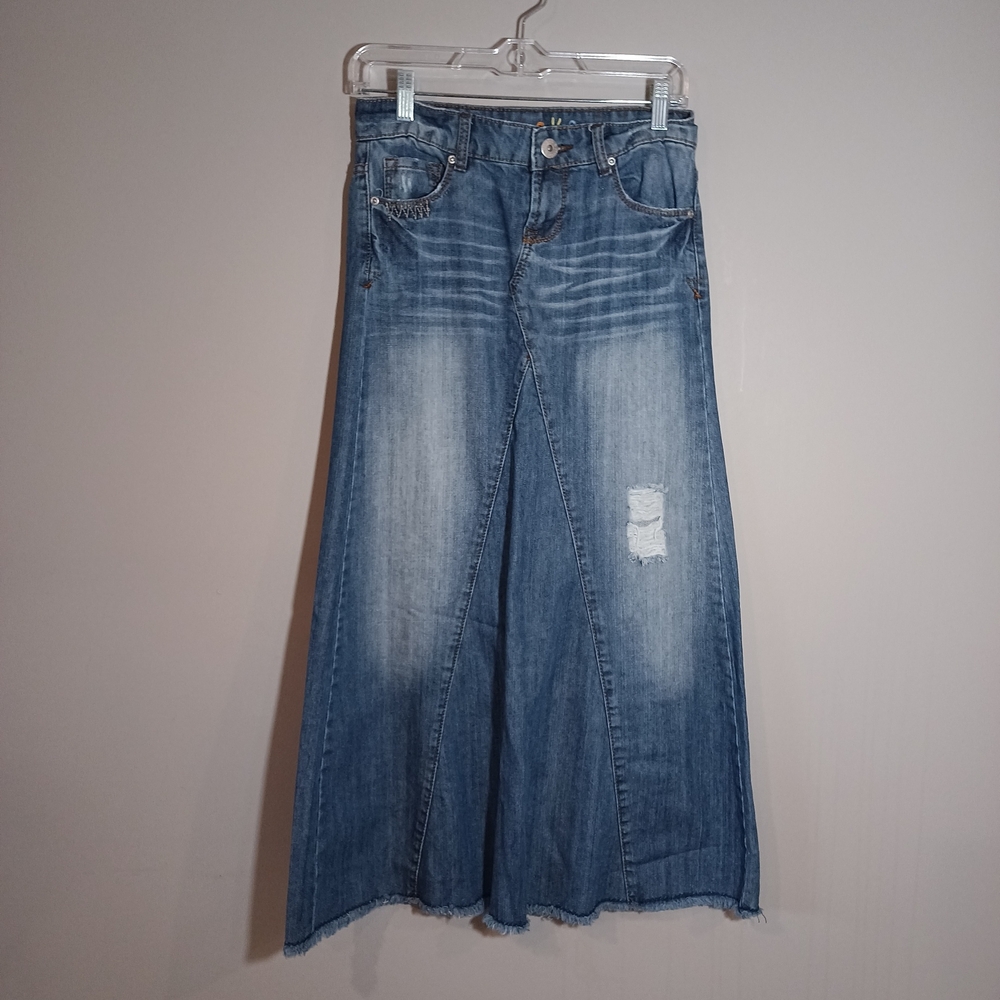 Mudd Maxi Denim Skirt Y2K Low Rise Size 1 XS